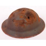 WWII SECOND WORLD WAR ' TOMMY ' BRODIE HELMET WITH DAMAGE - DUNKIRK