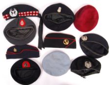 COLLECTION OF WWII & POST-WWII MILITARY FORAGE CAPS & BERETS