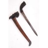 INDONESIAN / MALAYAN SUMATRAN BADIK SEWAR DAGGER AND SCABBARD