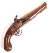 19TH CENTURY FLINTLOCK PISTOL WITH GROTESQUE FACED BUTT PLATE