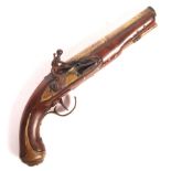 19TH CENTURY FLINTLOCK PISTOL WITH GROTESQUE FACED BUTT PLATE