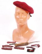 COLLECTION OF BRITISH AIRBORNE RELATED MILITARIA - BERET, KNIFE ETC