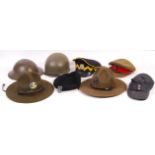 COLLECTION OF ASSORTED WWII & POST WAR MILITARY HATS