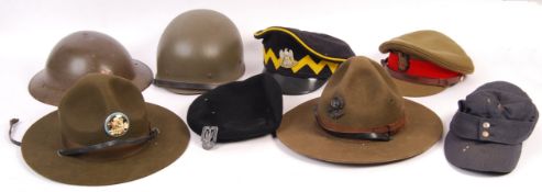 COLLECTION OF ASSORTED WWII & POST WAR MILITARY HATS