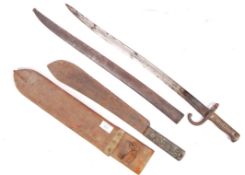 19TH CENRTURY CHASSEPOT YATAGHAN SWORD AND WWII MACHETE