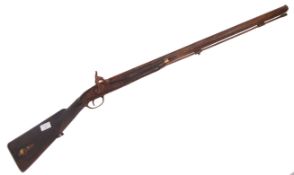 19TH CENTURY ANTIQUE PERCUSSION CAP RIFLE WITH CHEQUERED STOCK