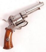 BELGIUM SIX SHOT PINFIRE REVOLVER WITH FOLDING TRIGGER