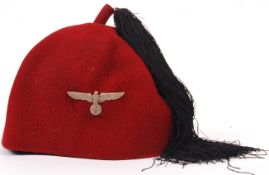 RARE ORIGINAL WWII GERMAN NAZI SPECIAL WAFFEN UNIT FEZ