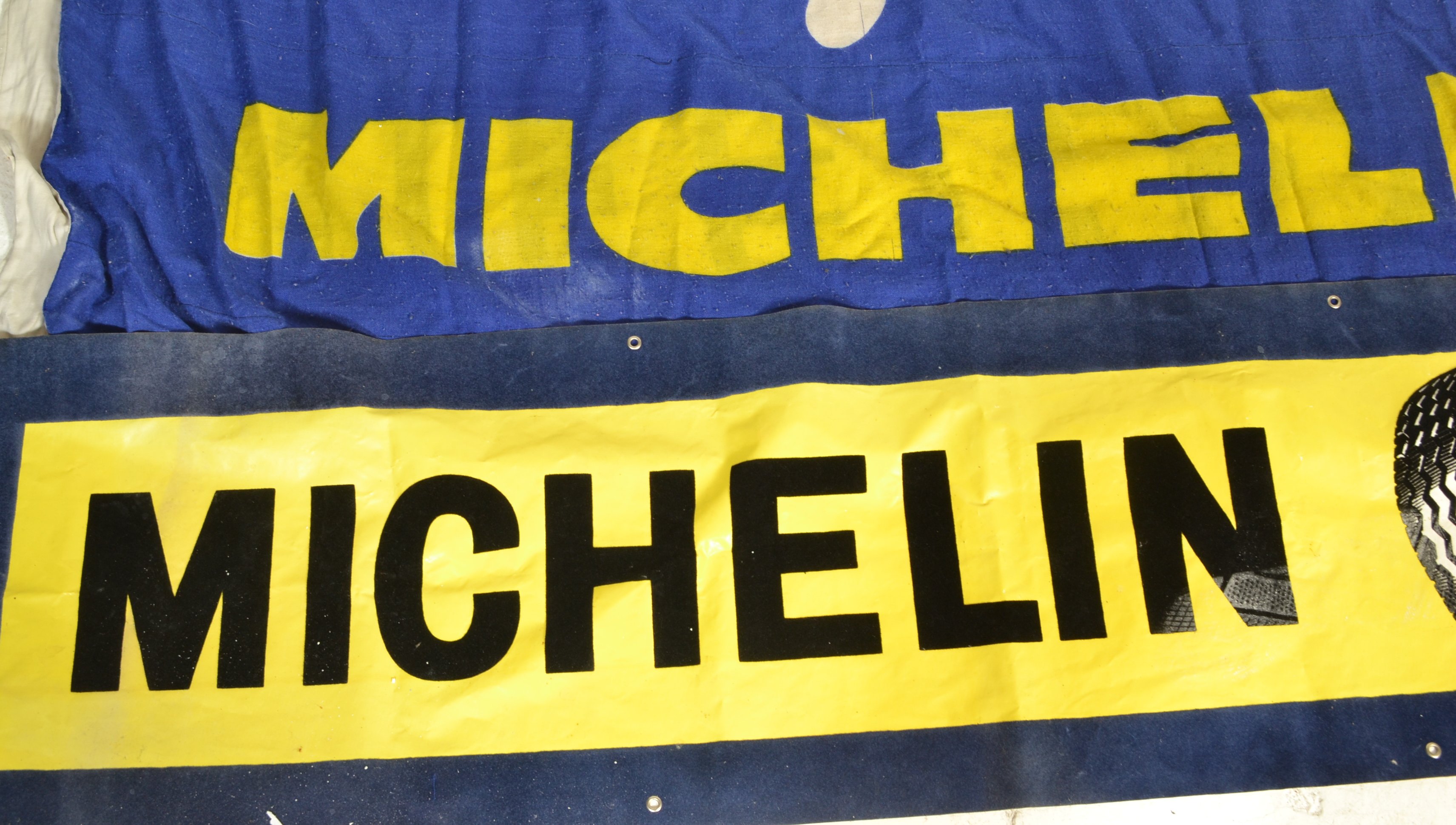 TWO ORIGINAL VINTAGE 1950'S MICHELIN TIRE BIBENDUM FLAGS - Image 3 of 4