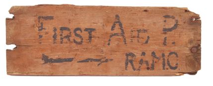 RARE WWII D-DAY RAMC BRITISH ARMY MAKESHIFT FIRST AID SIGN