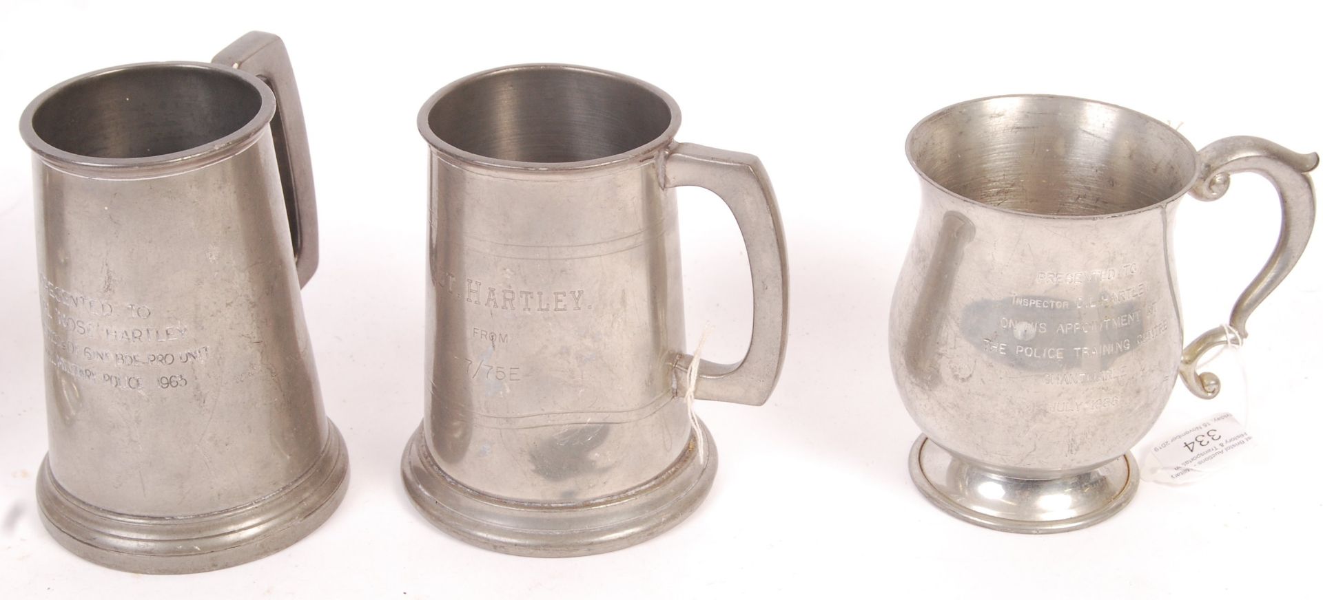 COLLECTION OF POLICE TANKARDS BELONGING TO A SARGENT HARTLEY - Bild 2 aus 4