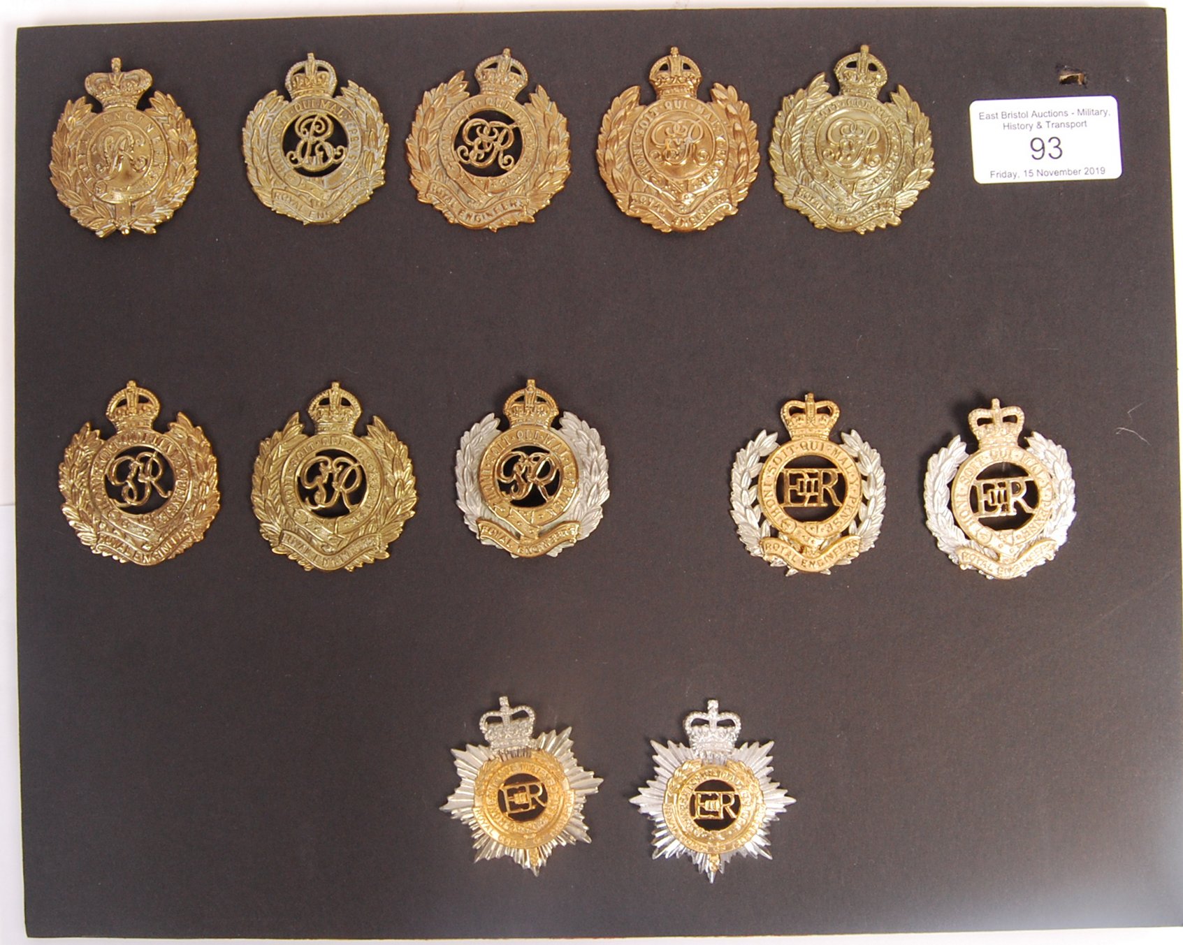 BRITISH ARMY ROYAL ENGINEERS CAP BADGE COLLECTION - WWI TO NOW