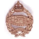 RARE WWII ROYAL TANK REGIMENT ECONOMY CAP BADGE