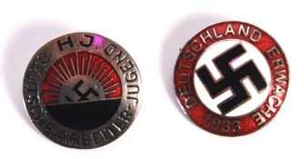 TWO REPLICA GERMAN NAZI PIN BADGES