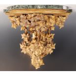 19TH CENTURY GILT WOOD AND GREEN VEINED MARBLE CON