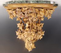 19TH CENTURY GILT WOOD AND GREEN VEINED MARBLE CON