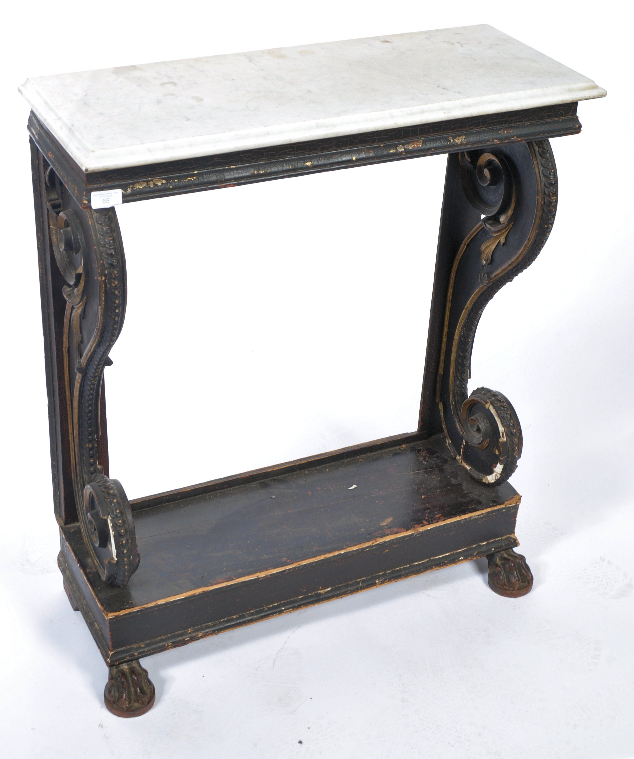 19TH CENTURY ITALIAN EBONISED MARBLE CONSOLE HALL - Image 3 of 7