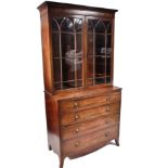 19TH CENTURY GEORGE III MAHOGANY BOOKCASE ON CHEST