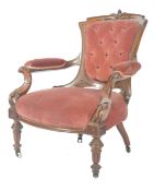 HIGH VICTORIAN 19TH CENTURY MAHOGANY SALON ARMCHAI