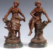 PAIR OF AUGUSTE MOREAU BRONZE SPELTER FIGURINES