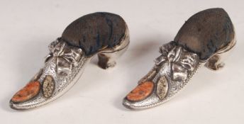 PAIR OF 19TH CENTURY PEBBLEWARE SILVER SHOE PIN CU