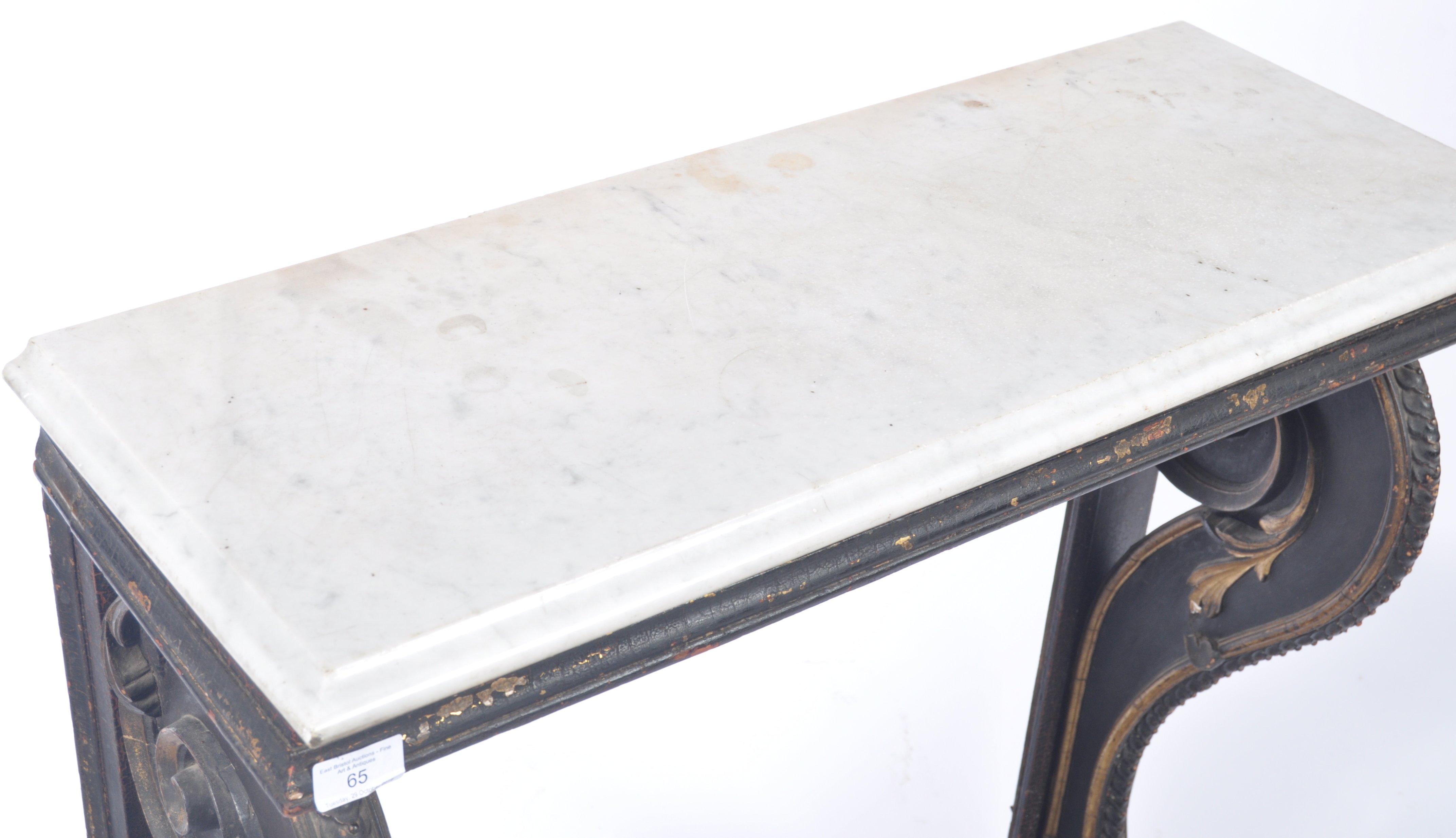 19TH CENTURY ITALIAN EBONISED MARBLE CONSOLE HALL - Image 4 of 7