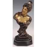 20TH CENTURY FRENCH SIGNED BRONZE ART NOUVEAU BUST