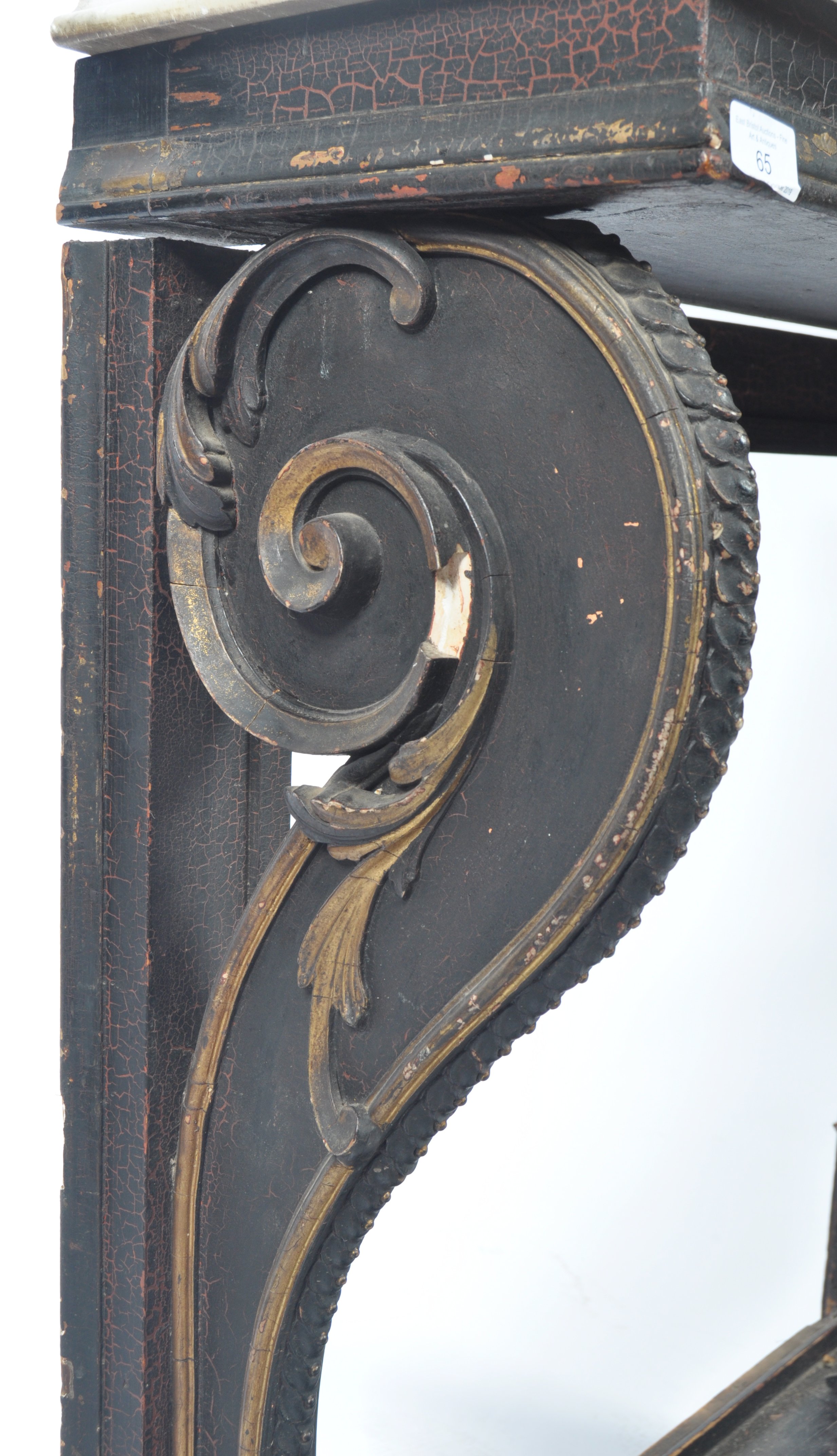 19TH CENTURY ITALIAN EBONISED MARBLE CONSOLE HALL - Image 5 of 7