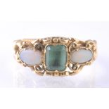 VICTORIAN 18T GOLD EMERALD AND OPAL RING