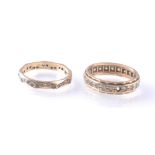 2 9CT GOLD ETERNITY RINGS EACH SET WITH WHITE STON