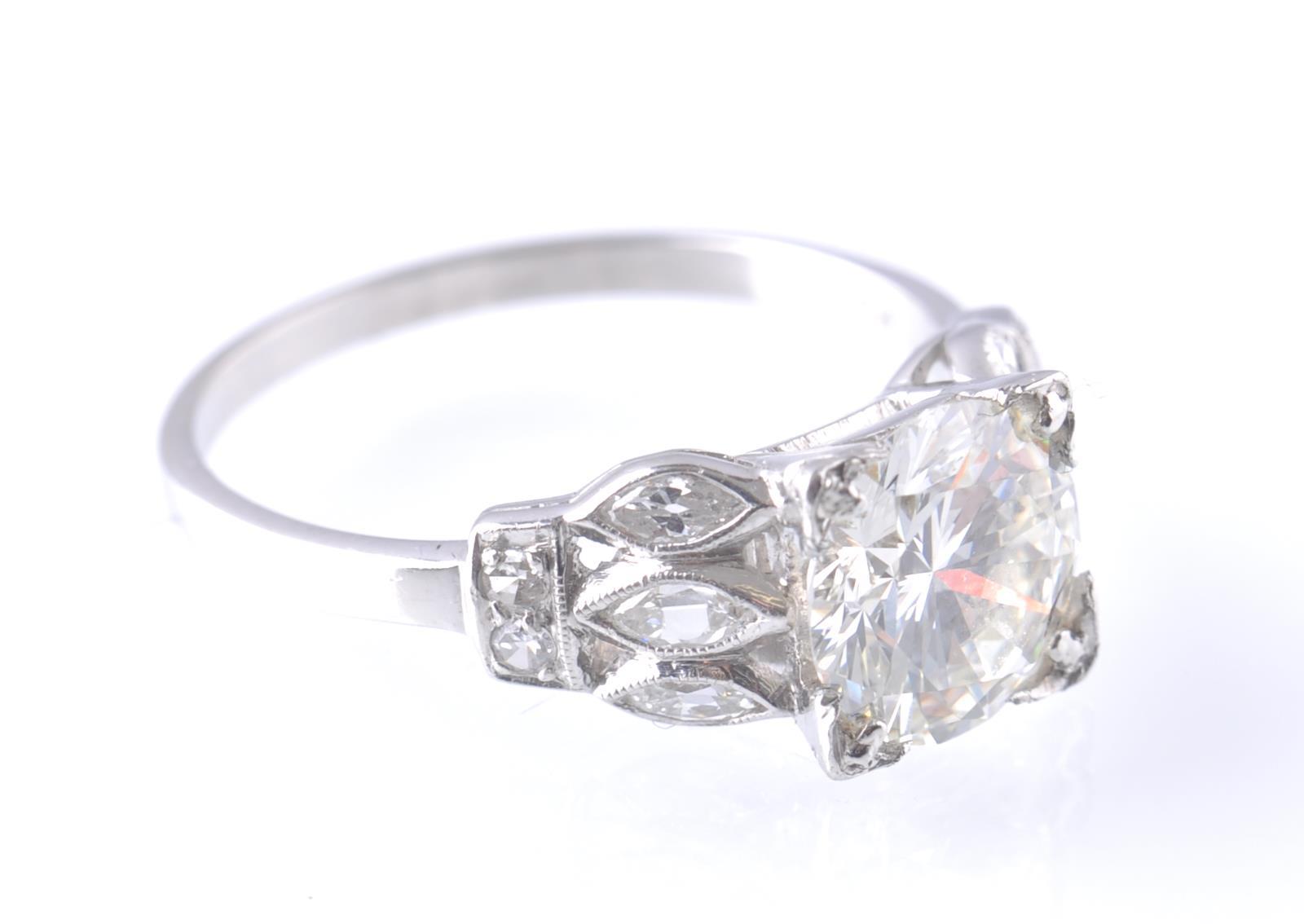 ART DECO PLATINUM AND DIAMOND SOLITAIRE 2CT RING - Image 2 of 5