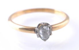 19TH CENTURY ANTIQUE ROSE GOLD SINGLE STONE DIAMON