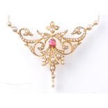 EDWARDIAN ART NOUVEAU 15CT GOLD PENDANT NECKLACE