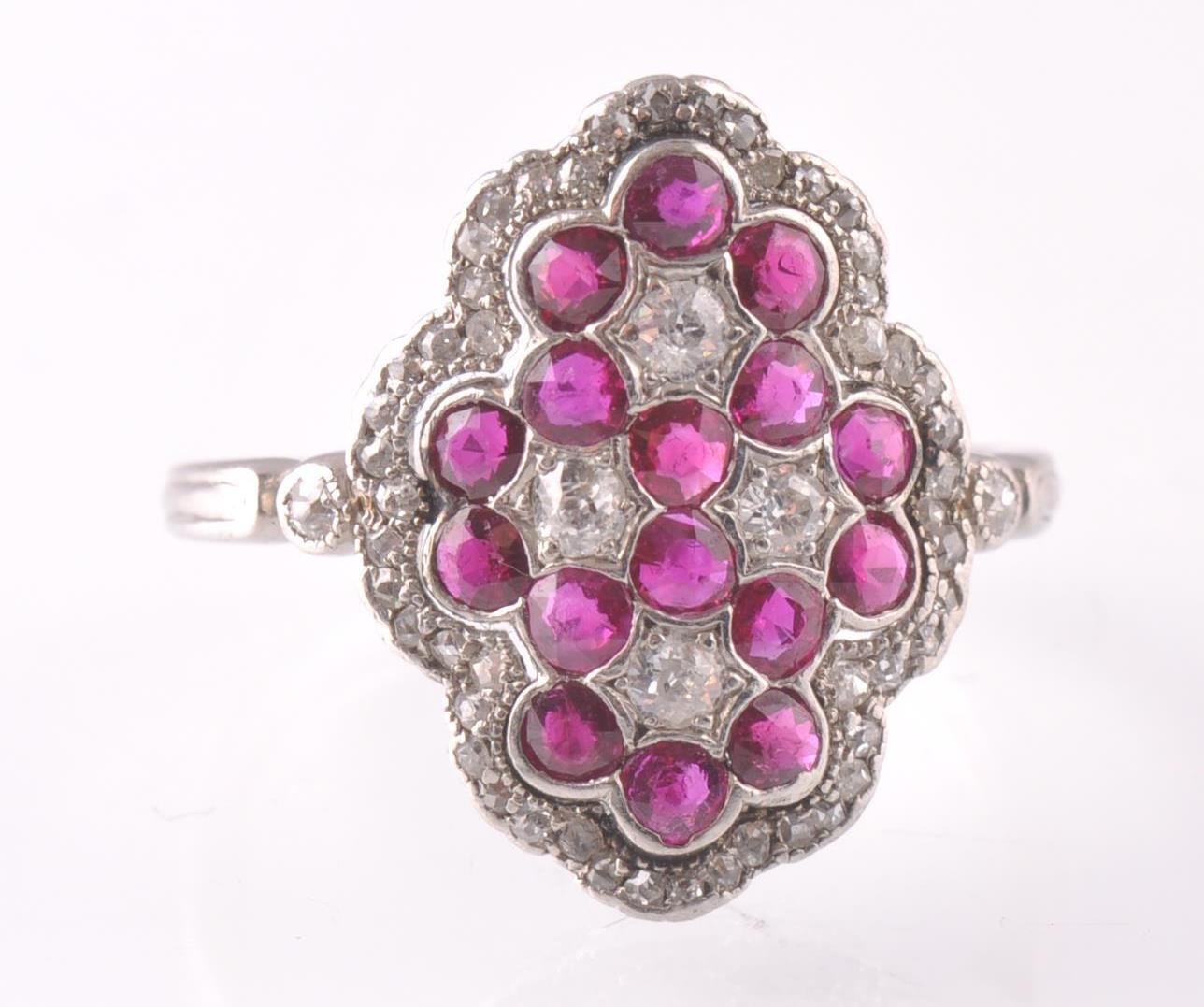 EDWARDIAN RUBY AND DIAMOND NAVETTE RING - Image 2 of 3