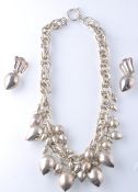 SILVER 925 LARGE LADIES NECKLACE AND EARRINGS SUIT