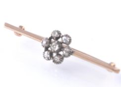 A LATE 19TH CENTURY 15CT GOLD & DIAMOND BAR BROOCH