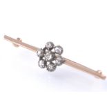 A LATE 19TH CENTURY 15CT GOLD & DIAMOND BAR BROOCH