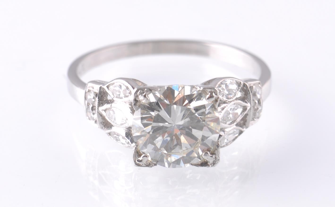 ART DECO PLATINUM AND DIAMOND SOLITAIRE 2CT RING