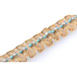 AN 18CT GOLD DIAMOND & TURQUOISE BRACELET