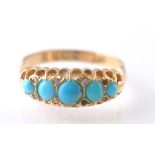 An 18CT GOLD & TURQUOISE GYPSY RING - 1915