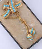 A 19TH CENTURY HUNT AND ROSKELL GOLD AND TURQUOISE