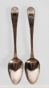 A pair of Georgian silver hallmarked tea spoons th