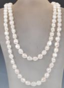 A 20th century opera length blister pearl necklace