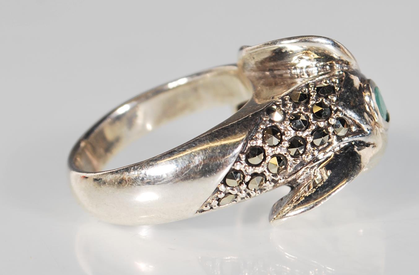 A silver and marcasite ring in the form of an elep - Image 5 of 7