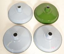 A set of four UFO enamel industrial ceiling lamp /