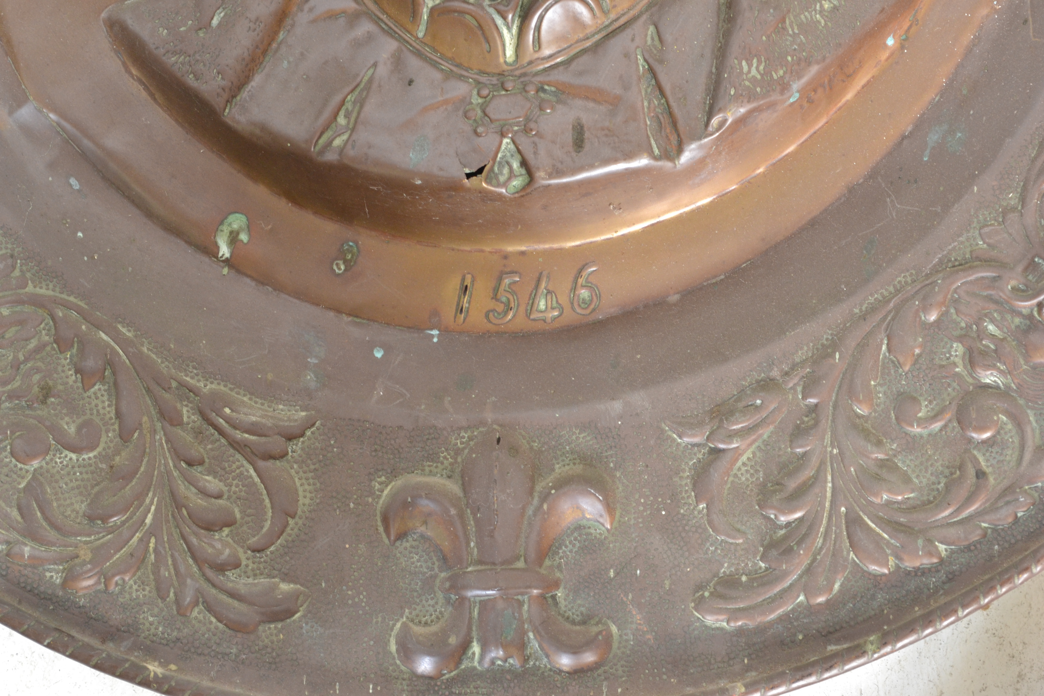 A 19th century large French copper wall charger pl - Image 3 of 4