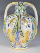 A late 19th Century Italian faience tri handled va