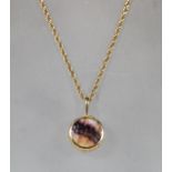 An English hallmarked 9ct gold pendant necklace ha