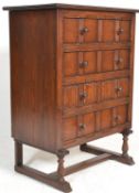 A 1920's stained pine chest of drawers on stand. R
