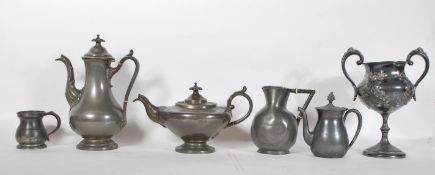 A selection of 19th Century pewter items to includ